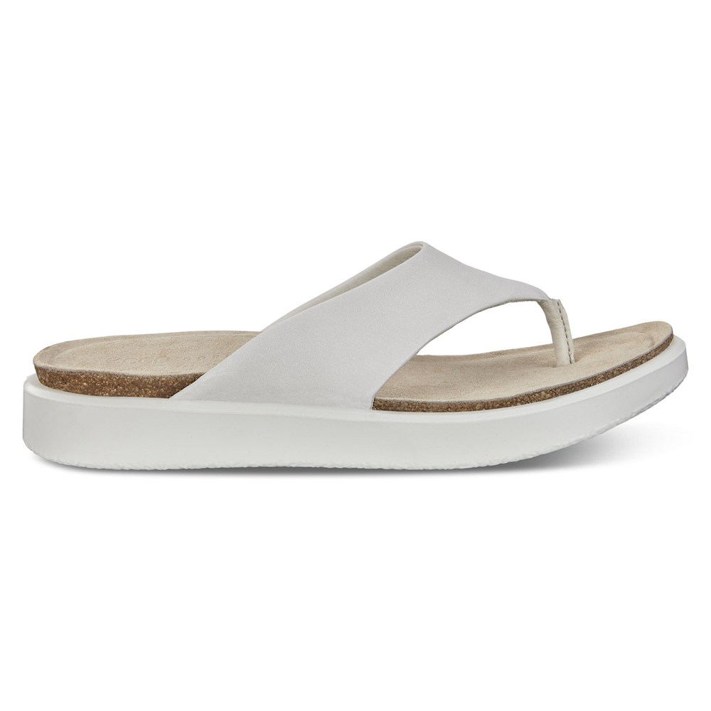 Womens Sandals - ECCO Corksphere Thong - White - 3167AIHTC
